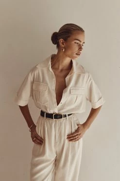 DISSH AMELIA OFF WHITE SAFARI SHIRT