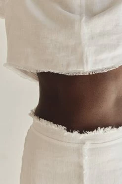 DISSH GEORGIE WHITE LINEN FRINGE CROP TOP 11 DISSH GEORGIE WHITE LINEN FRINGE CROP TOP -DISSH all-clothing Shop 2022.08.22 DISSH6116