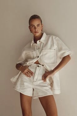 DISSH PIPER OFF WHITE DENIM SHORT