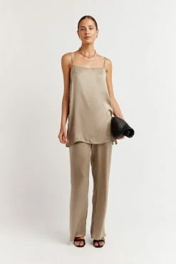 DISSH EVANS STONE SILK TUNIC TOP