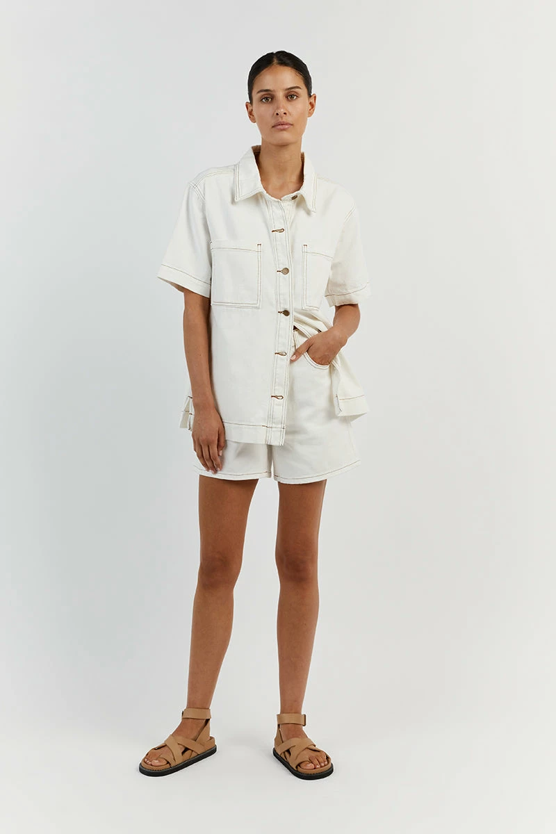 DISSH PIPER OFF WHITE DENIM JACKET 1 DISSH PIPER OFF WHITE DENIM JACKET