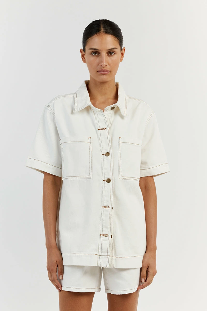 DISSH PIPER OFF WHITE DENIM JACKET 2 DISSH PIPER OFF WHITE DENIM JACKET - Image 2