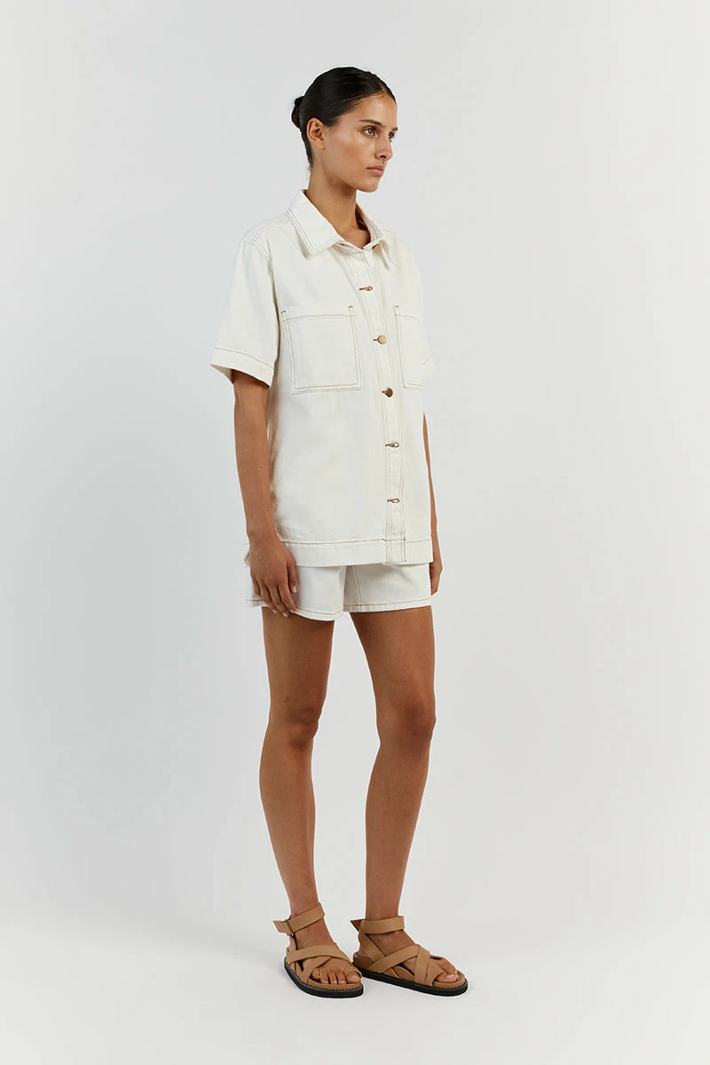 DISSH PIPER OFF WHITE DENIM JACKET 3 DISSH PIPER OFF WHITE DENIM JACKET - Image 3