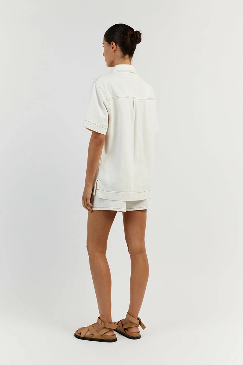 DISSH PIPER OFF WHITE DENIM JACKET 4 DISSH PIPER OFF WHITE DENIM JACKET - Image 4