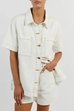 DISSH PIPER OFF WHITE DENIM JACKET 9 DISSH PIPER OFF WHITE DENIM JACKET -DISSH all-clothing Shop DCD02016OW.105 14