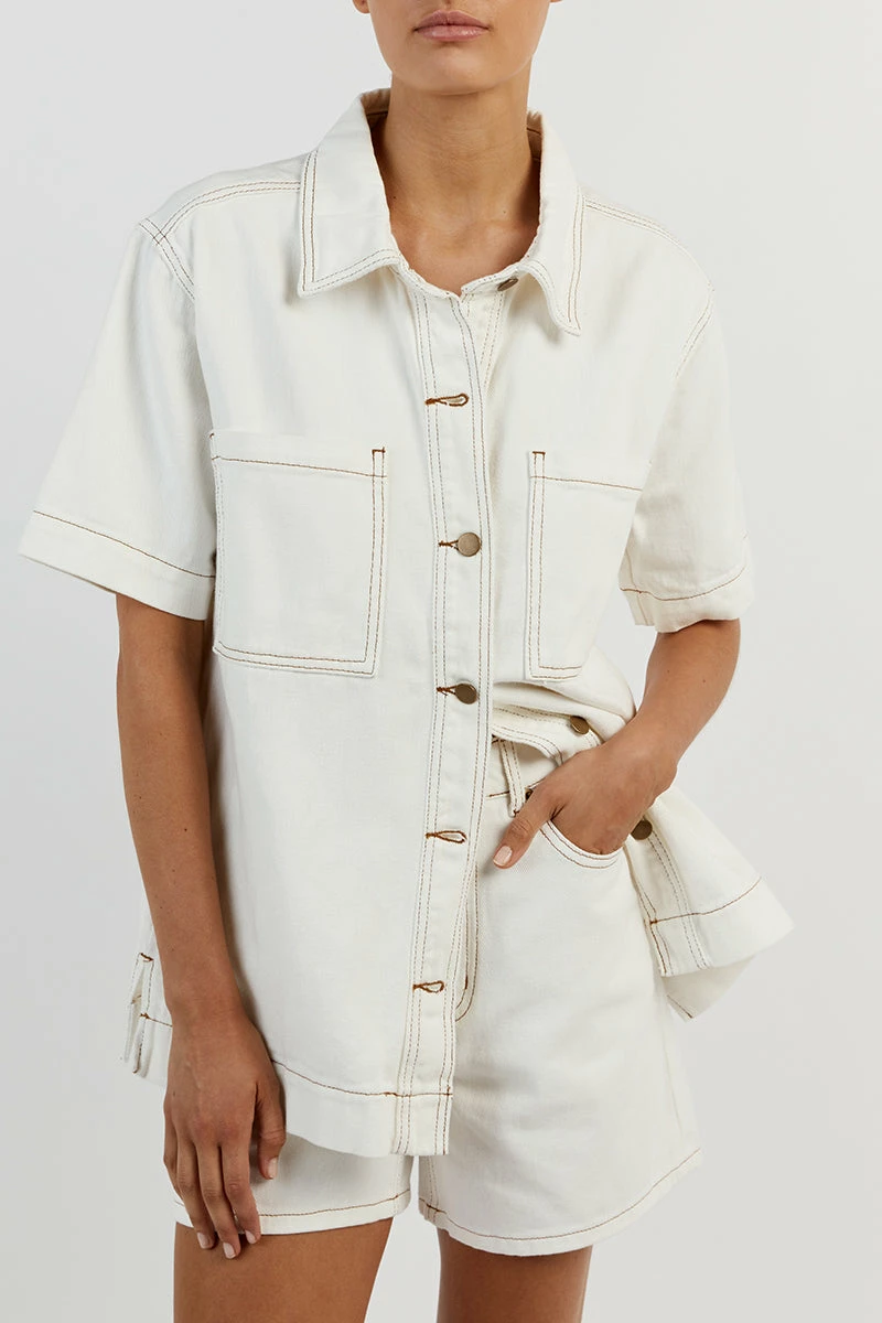 DISSH PIPER OFF WHITE DENIM JACKET 5 DISSH PIPER OFF WHITE DENIM JACKET - Image 5