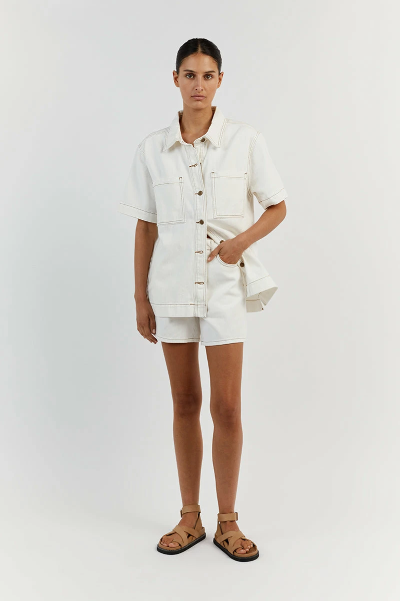 DISSH PIPER OFF WHITE DENIM SHORT 2 DISSH PIPER OFF WHITE DENIM SHORT - Image 2
