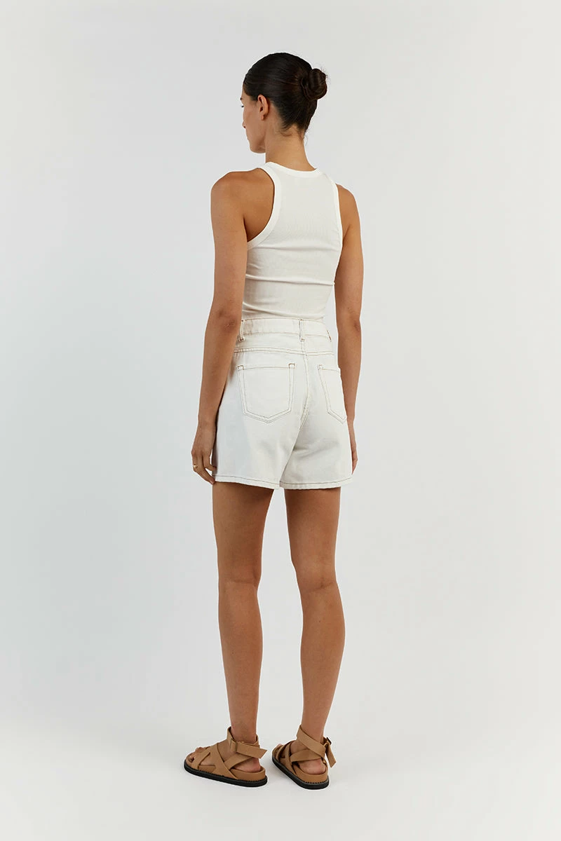 DISSH PIPER OFF WHITE DENIM SHORT 5 DISSH PIPER OFF WHITE DENIM SHORT - Image 5