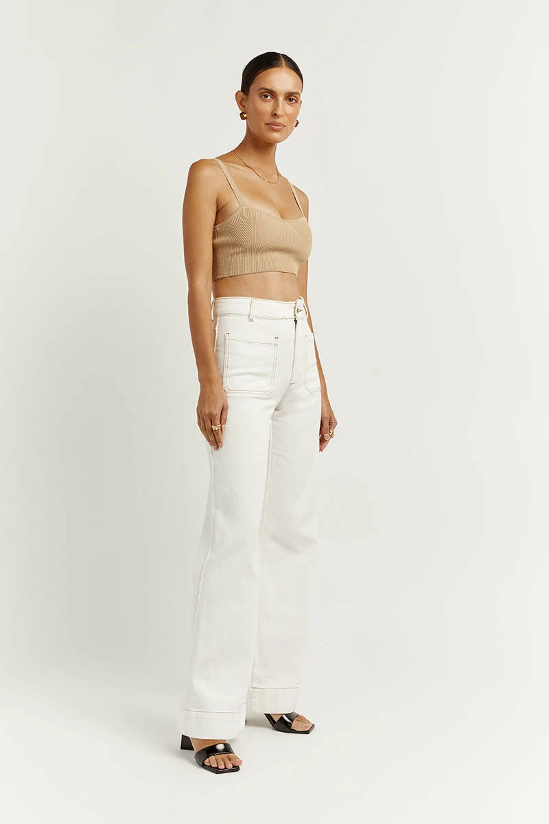 DISSH PERI OFF WHITE WIDE LEG DENIM JEAN 3 DISSH PERI OFF WHITE WIDE LEG DENIM JEAN - Image 3
