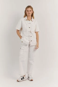 DISSH BRONX OFF WHITE MID RISE CARGO