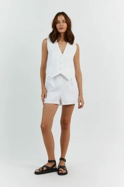 DISSH JESSIE WHITE LINEN SHORT