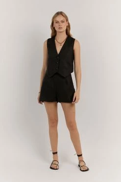 DISSH JESSIE BLACK LINEN SHORT