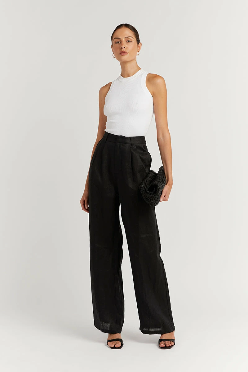 DISSH NORAH BLACK LINEN PANT 1 DISSH NORAH BLACK LINEN PANT