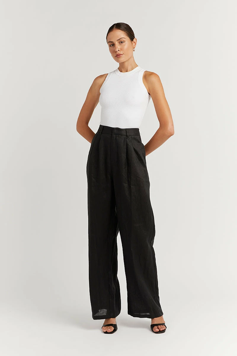 DISSH NORAH BLACK LINEN PANT 2 DISSH NORAH BLACK LINEN PANT - Image 2