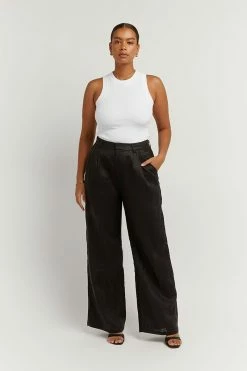 DISSH NORAH BLACK LINEN PANT 16 DISSH NORAH BLACK LINEN PANT -DISSH all-clothing Shop DDF10015BK.600 10