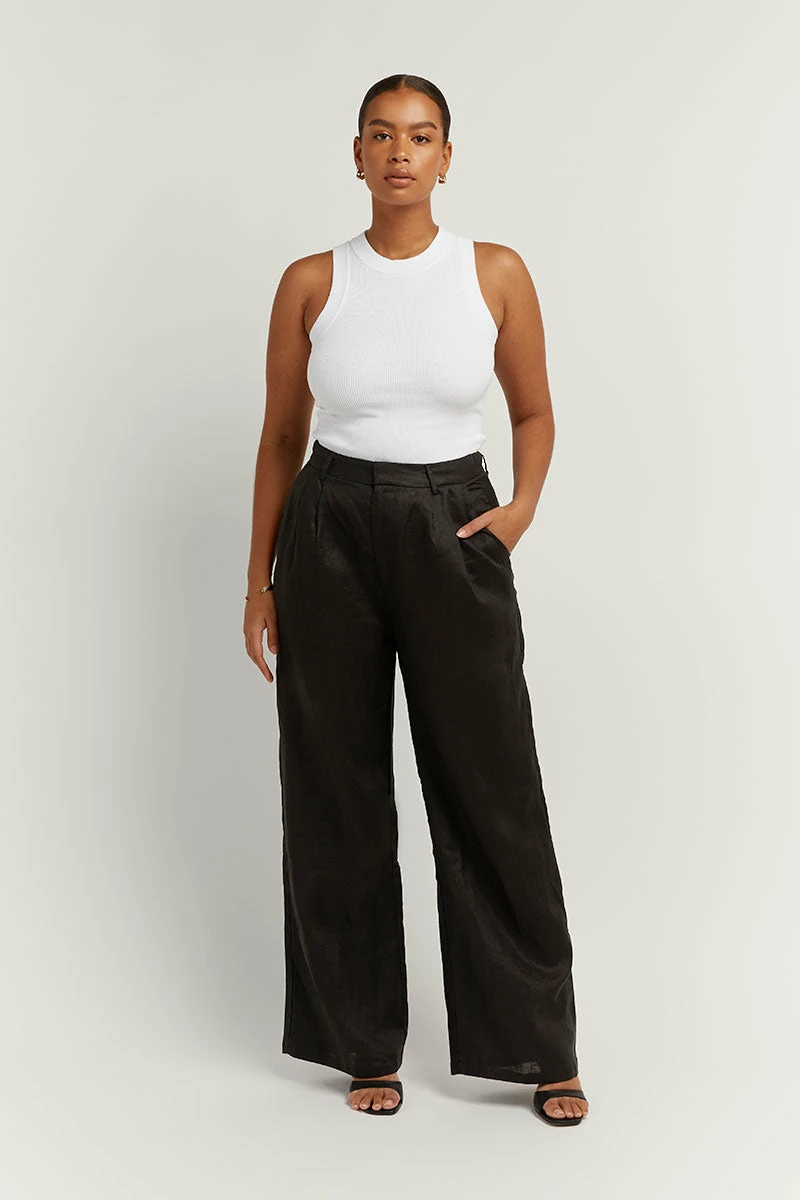 DISSH NORAH BLACK LINEN PANT 5 DISSH NORAH BLACK LINEN PANT - Image 5