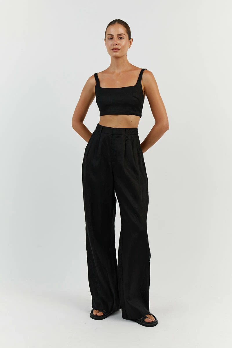 DISSH NORAH BLACK LINEN PANT 7 DISSH NORAH BLACK LINEN PANT - Image 7