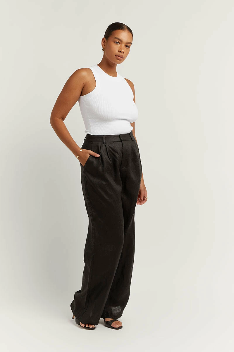 DISSH NORAH BLACK LINEN PANT 6 DISSH NORAH BLACK LINEN PANT - Image 6