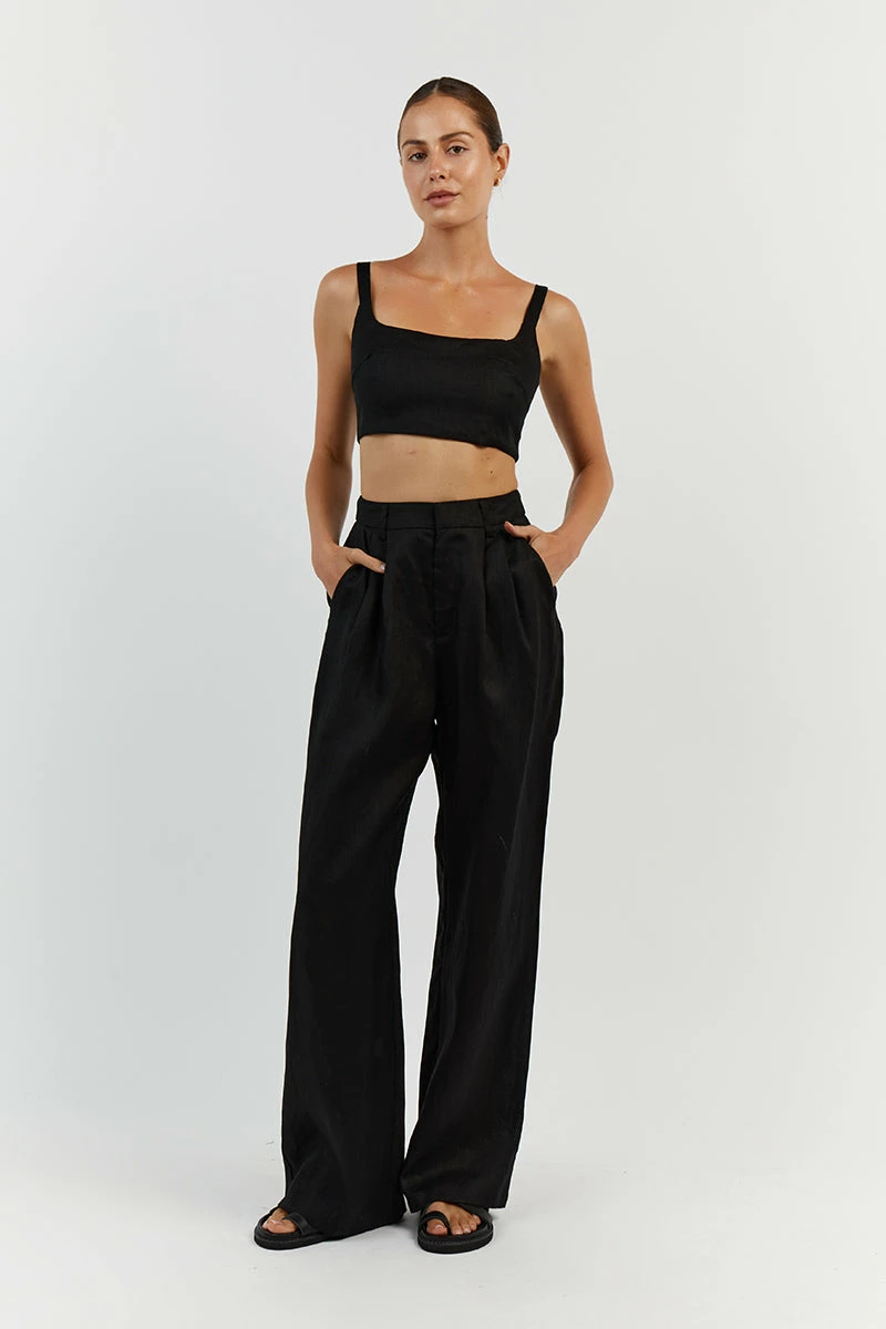 DISSH NORAH BLACK LINEN PANT 8 DISSH NORAH BLACK LINEN PANT - Image 8
