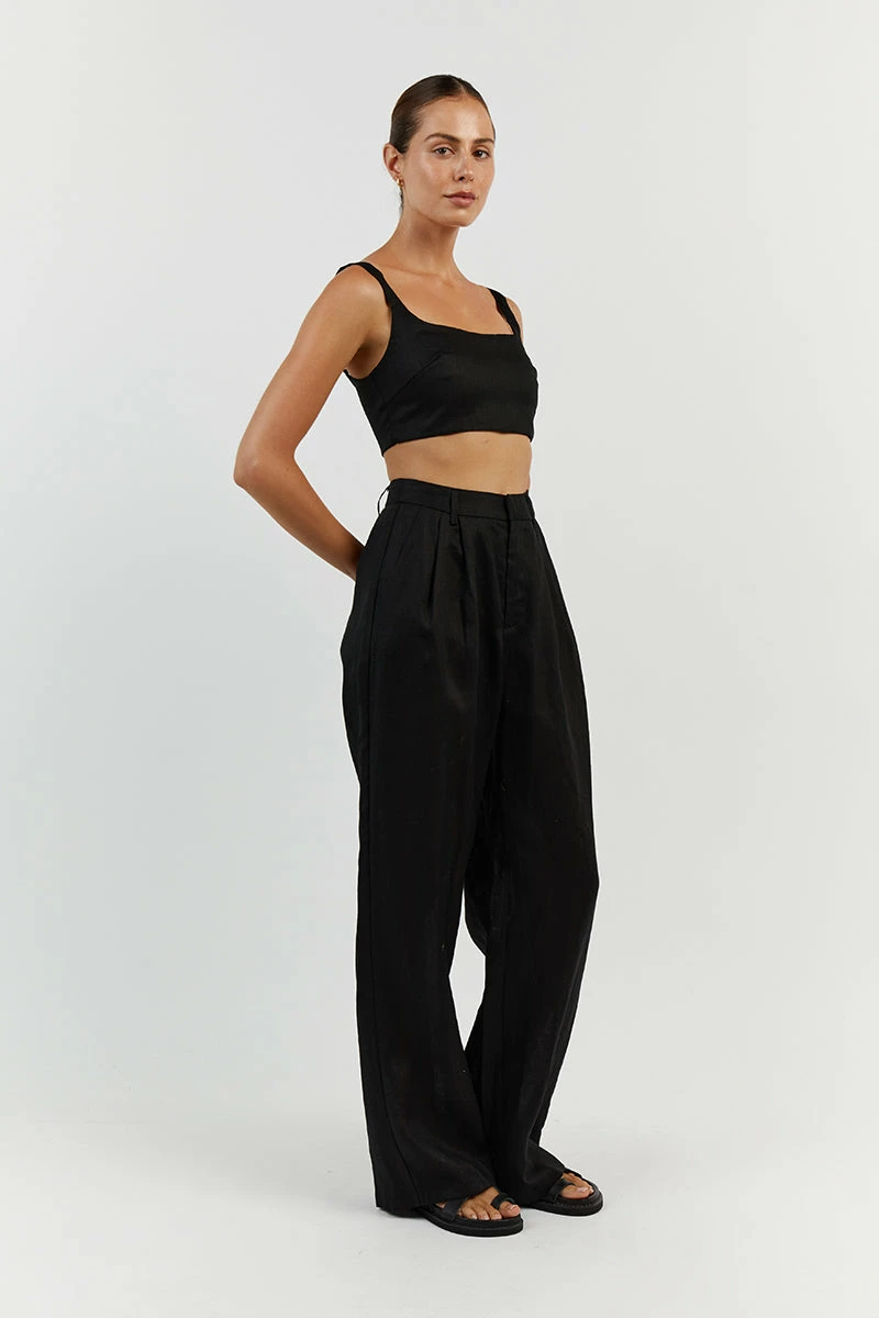 DISSH NORAH BLACK LINEN PANT 9 DISSH NORAH BLACK LINEN PANT - Image 9