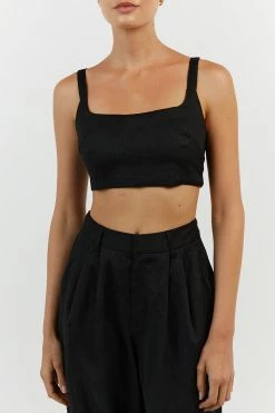 DISSH NORAH BLACK LINEN PANT 22 DISSH NORAH BLACK LINEN PANT -DISSH all-clothing Shop DDF10015BK.600 14