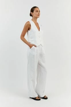 DISSH NORAH WHITE LINEN PANT 9 DISSH NORAH WHITE LINEN PANT -DISSH all-clothing Shop DDF10015WE.100 12