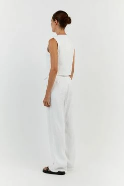 DISSH NORAH WHITE LINEN PANT 10 DISSH NORAH WHITE LINEN PANT -DISSH all-clothing Shop DDF10015WE.100 13