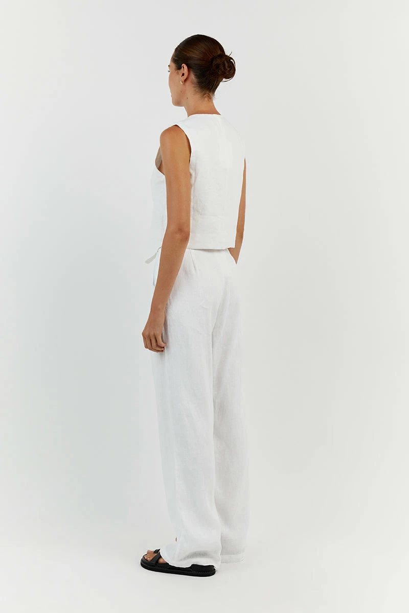DISSH NORAH WHITE LINEN PANT 5 DISSH NORAH WHITE LINEN PANT - Image 5