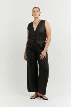 DISSH BANKS BLACK LINEN VEST 15 DISSH BANKS BLACK LINEN VEST -DISSH all-clothing Shop DFS01002BK.600 10