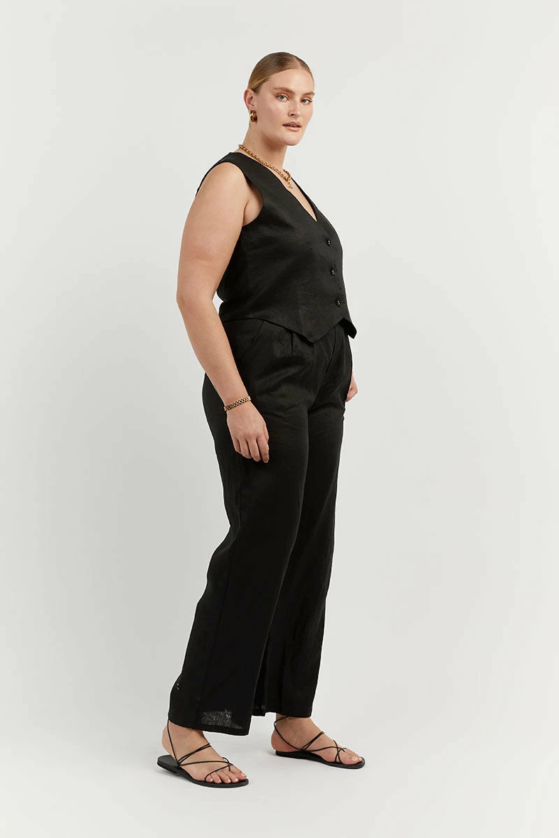 DISSH BANKS BLACK LINEN VEST 8 DISSH BANKS BLACK LINEN VEST - Image 8