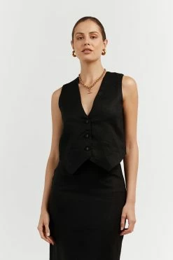 DISSH BANKS BLACK LINEN VEST