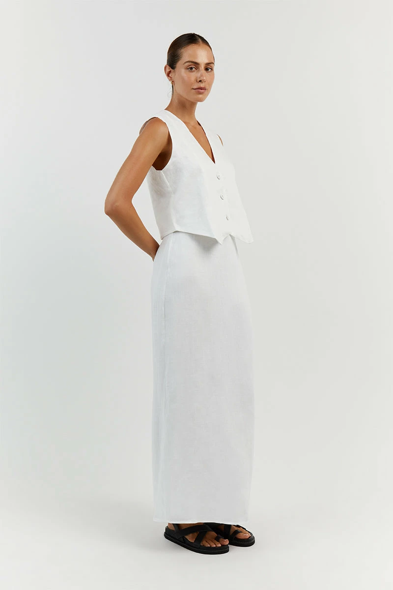 DISSH BANKS WHITE LINEN VEST 4 DISSH BANKS WHITE LINEN VEST - Image 4