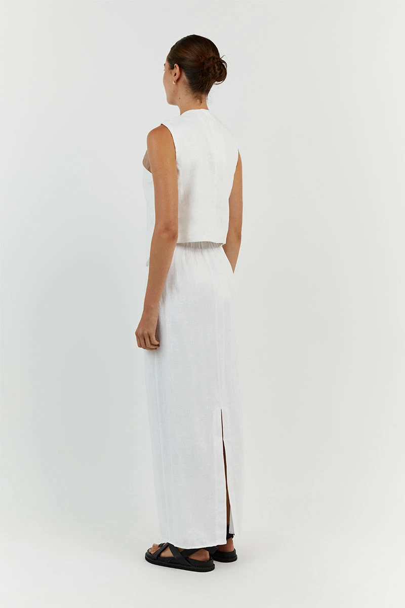 DISSH BANKS WHITE LINEN VEST 5 DISSH BANKS WHITE LINEN VEST - Image 5