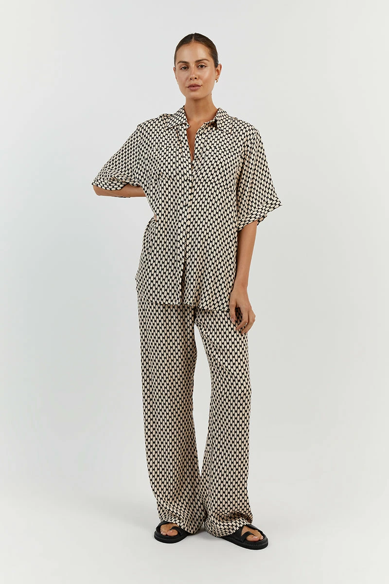 DISSH MAE BLACK/BEIGE GEO VACATION SHIRT 2 DISSH MAE BLACK/BEIGE GEO VACATION SHIRT - Image 2