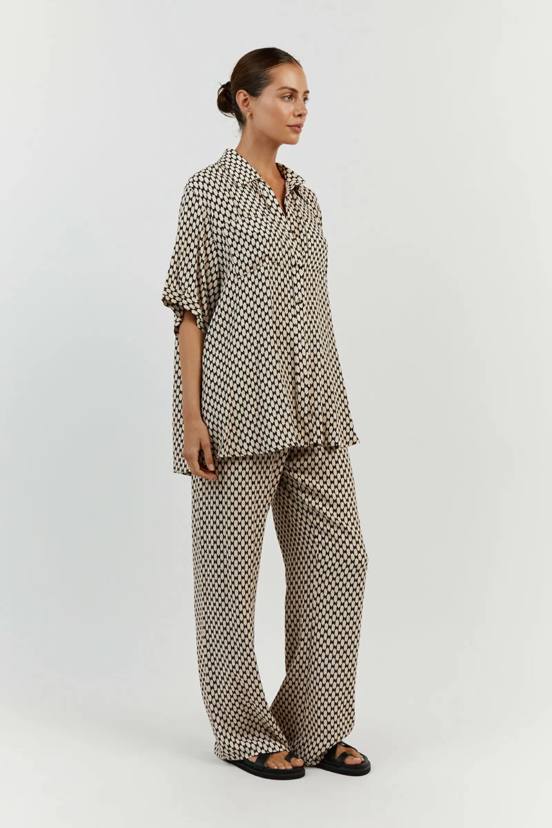 DISSH MAE BLACK/BEIGE GEO VACATION SHIRT 4 DISSH MAE BLACK/BEIGE GEO VACATION SHIRT - Image 4