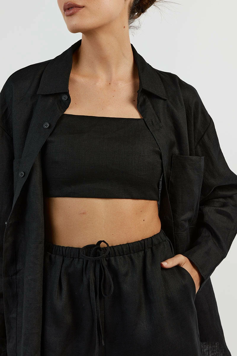 DISSH HAZEL BLACK LINEN JOGGER SHORT 7 DISSH HAZEL BLACK LINEN JOGGER SHORT - Image 7