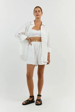 DISSH HAZEL WHITE LINEN SHIRT