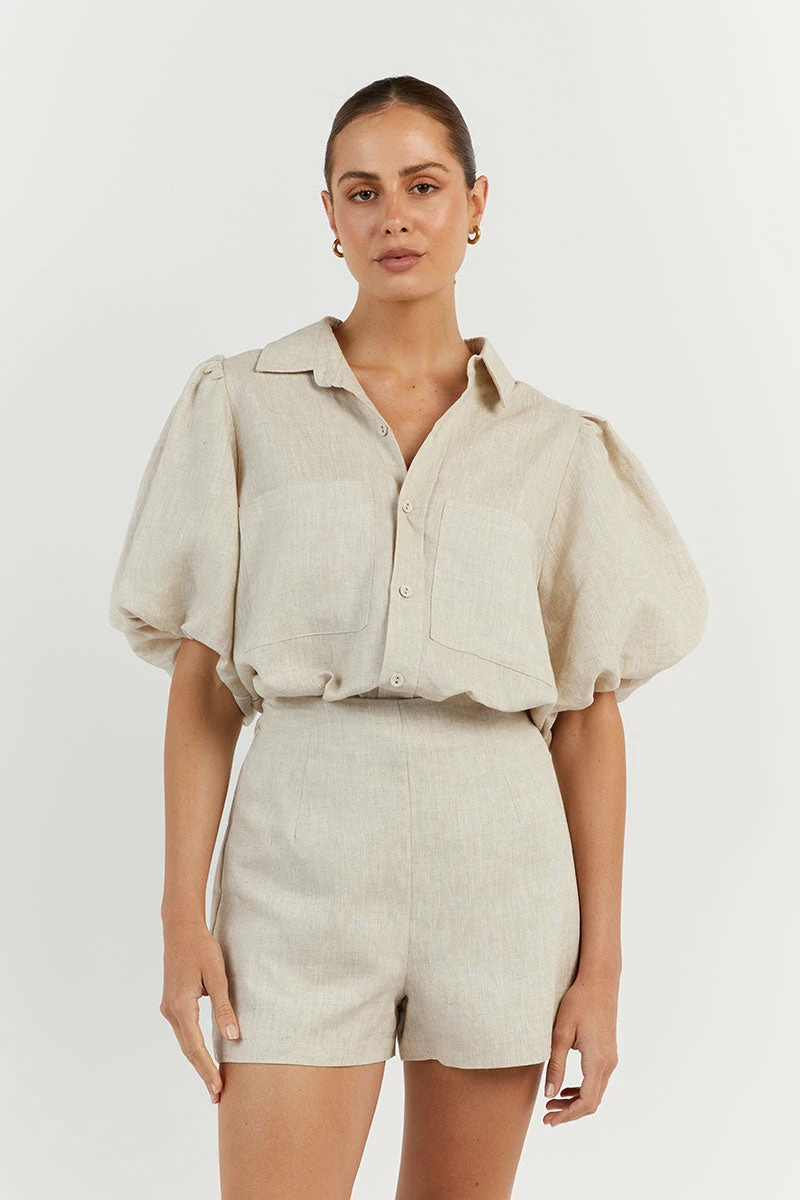 DISSH MONTY NATURAL LINEN SLEEVE SHIRT 2 DISSH MONTY NATURAL LINEN SLEEVE SHIRT - Image 2