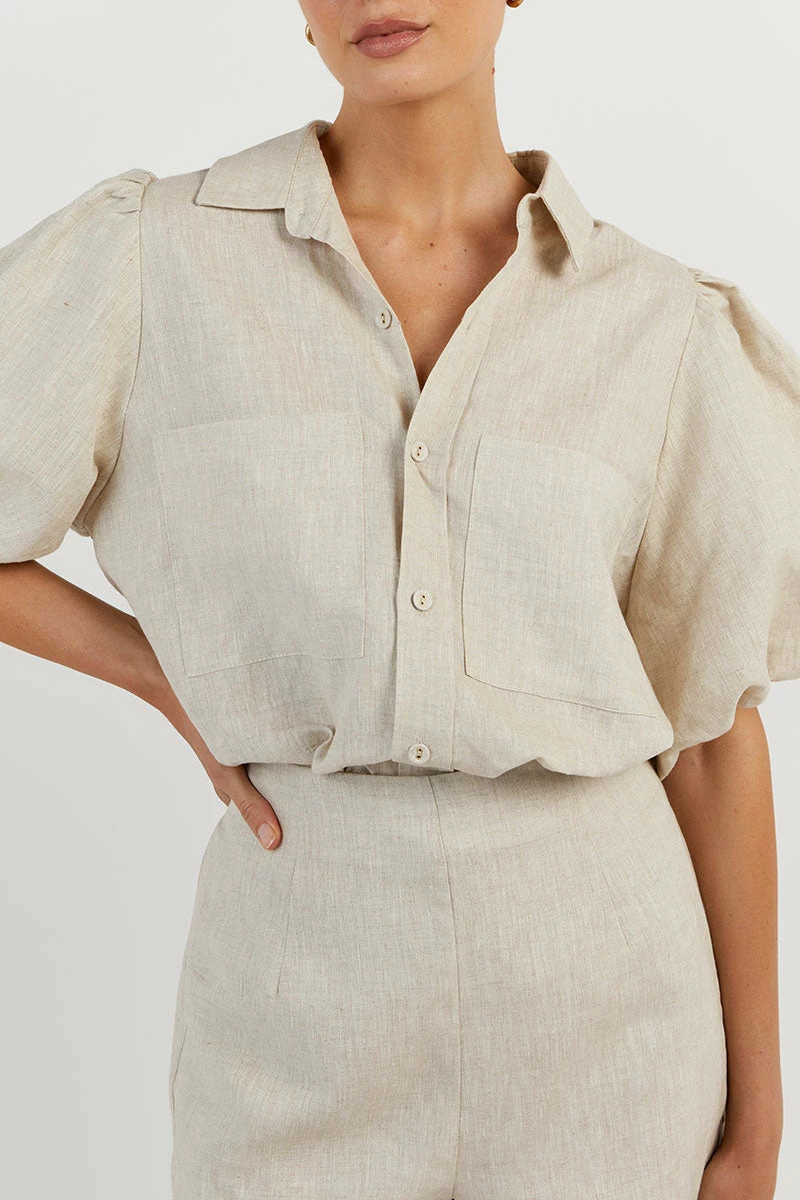 DISSH MONTY NATURAL LINEN SLEEVE SHIRT 5 DISSH MONTY NATURAL LINEN SLEEVE SHIRT - Image 5