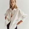 DISSH SHAE WHITE COTTON SLEEVED SHIRT
