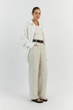 DISSH SHAE WHITE COTTON SLEEVED SHIRT -DISSH all-clothing Shop DFS03163WE.100 22 e24a87c6 6189 4646 8833 2ce44a5c7c76