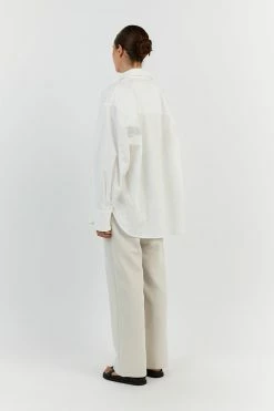 DISSH SHAE WHITE COTTON SLEEVED SHIRT -DISSH all-clothing Shop DFS03163WE.100 23 87806e64 6d4d 4279 80bd becc7d1207fc