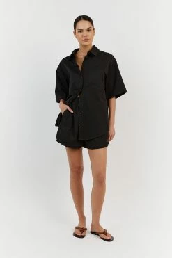 DISSH MAXIE BLACK COTTON SCOOP SHORT