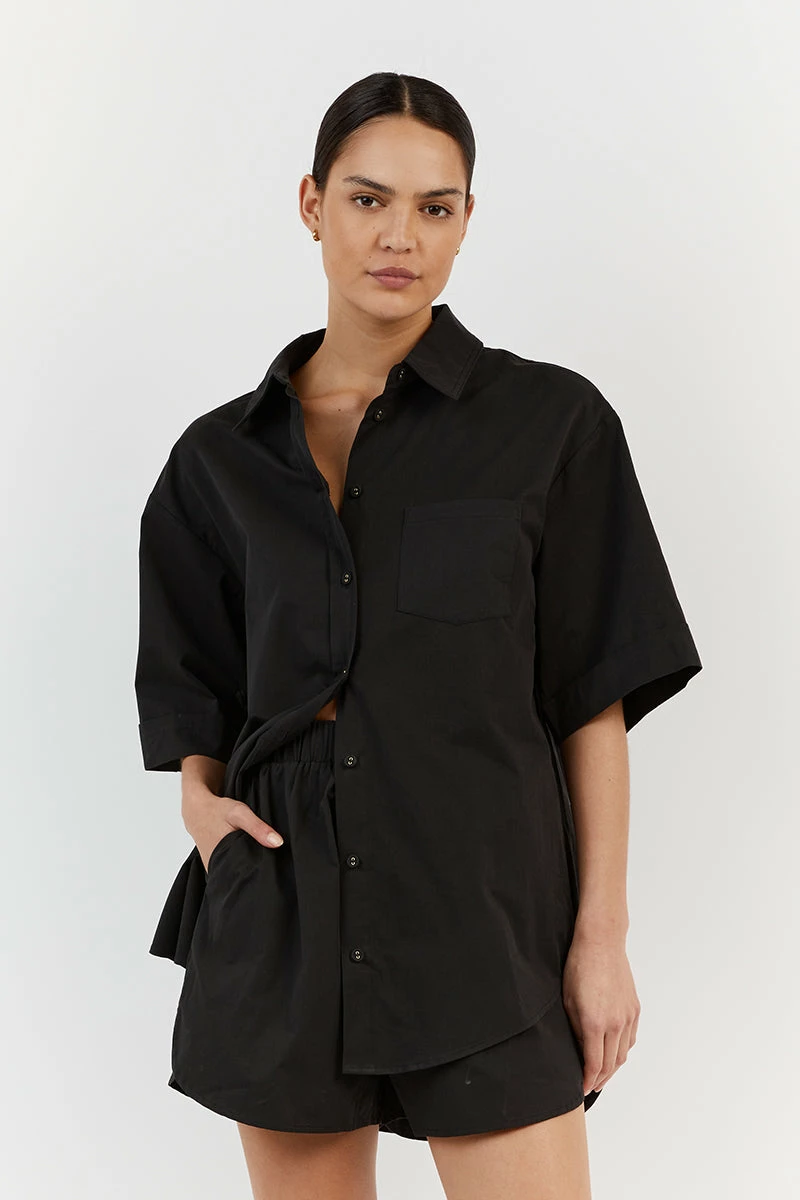 DISSH MAXIE BLACK COTTON SCOOP SHORT 2 DISSH MAXIE BLACK COTTON SCOOP SHORT - Image 2