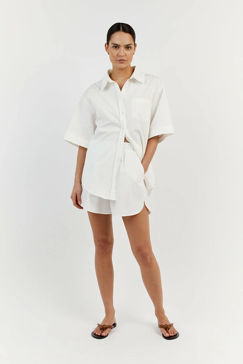 DISSH MAXIE WHITE COTTON SCOOP SHORT 1 DISSH MAXIE WHITE COTTON SCOOP SHORT