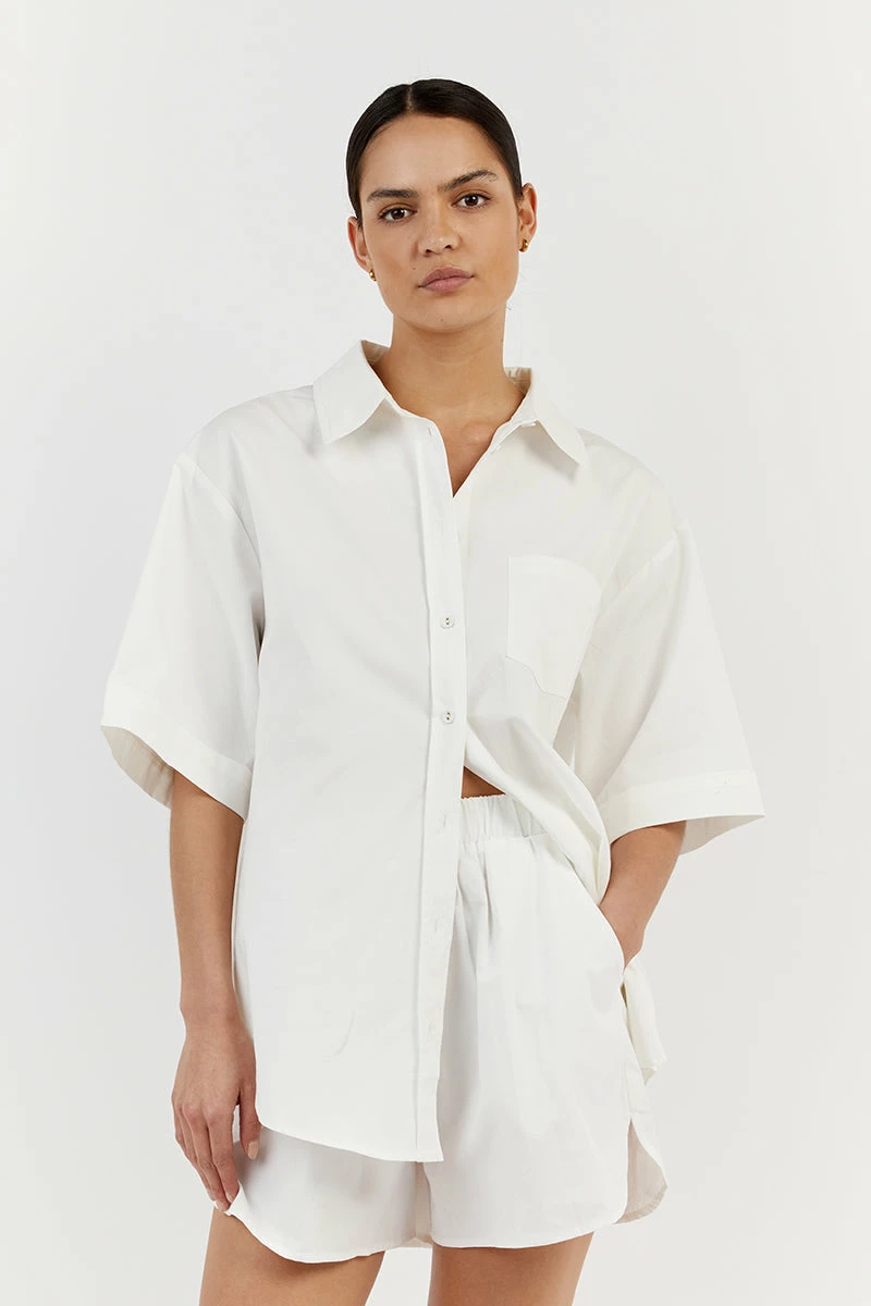 DISSH MAXIE WHITE COTTON SCOOP SHORT 2 DISSH MAXIE WHITE COTTON SCOOP SHORT - Image 2