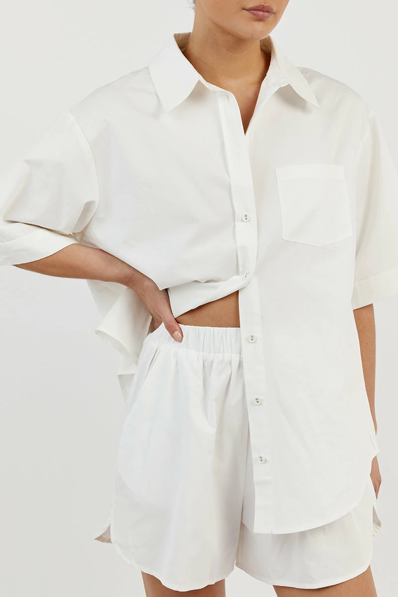 DISSH MAXIE WHITE COTTON SCOOP SHORT 5 DISSH MAXIE WHITE COTTON SCOOP SHORT - Image 5