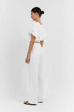 DISSH BONNIE WHITE LINEN BUBBLE CROP TOP -DISSH all-clothing Shop DFS04046DWE.100 4 8fbac701 1184 41e9 9ced 0ccf61484f83
