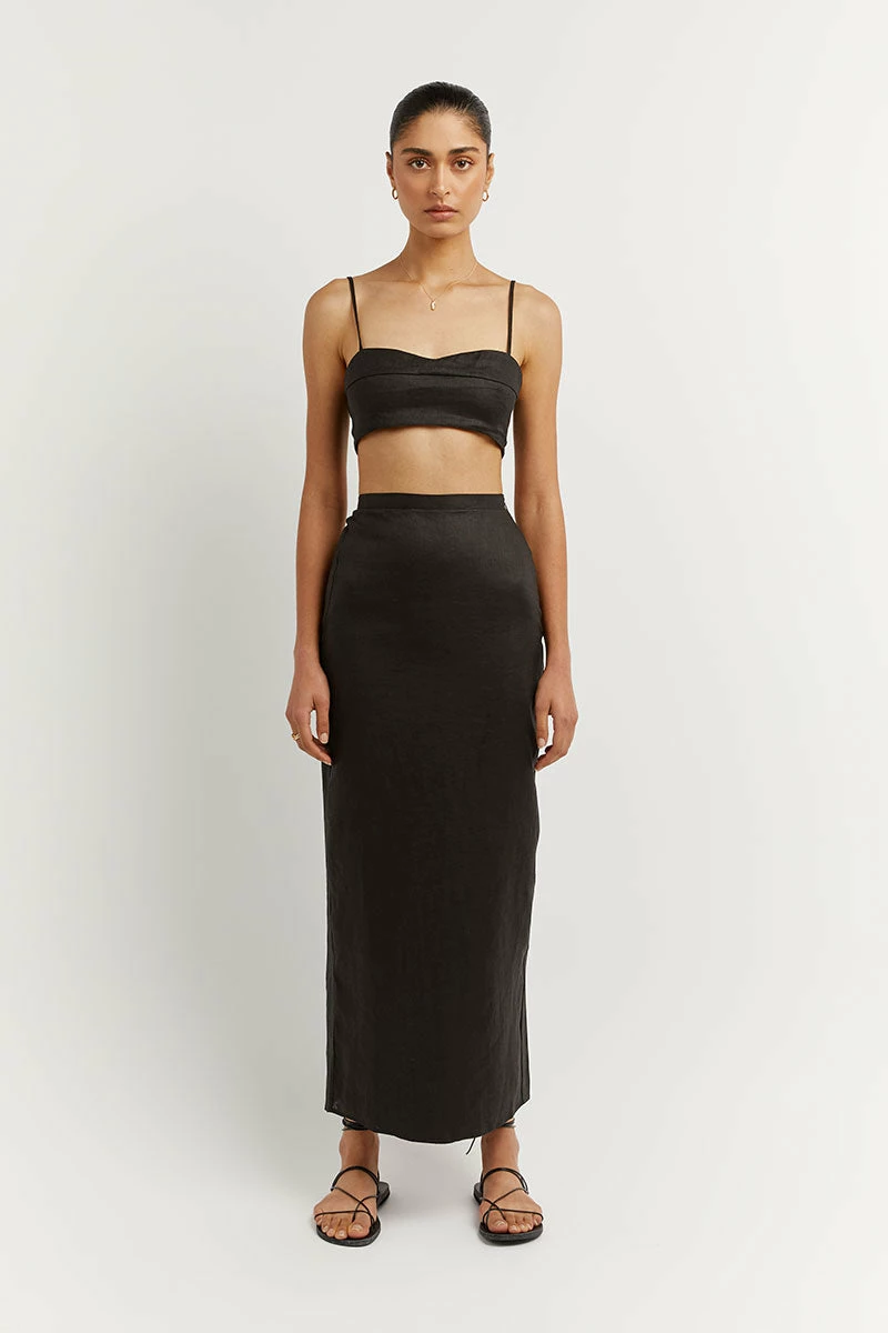 DISSH VIENNA BLACK LINEN CURVED CROP TOP 3 DISSH VIENNA BLACK LINEN CURVED CROP TOP - Image 3