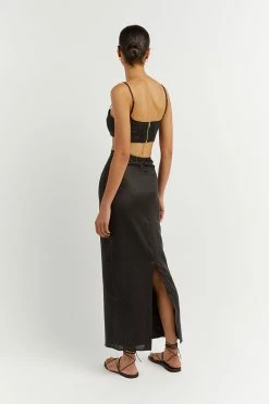 DISSH VIENNA BLACK LINEN CURVED CROP TOP 8 DISSH VIENNA BLACK LINEN CURVED CROP TOP -DISSH all-clothing Shop DFS04099BK.600 4